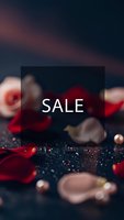 Sale banner with red rose petals and romantic bokeh background for Valentine's Day promotions and special offers marketing campaigns.