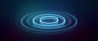 Glowing blue neon rings spiral outward on a dark background, creating a futuristic portal or energy wave effect for tech and sci-fi designs.