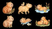 Capybara rodent animal isolated on transparent background, ready for t-shirt design, clipart, stickers, sublimation and print-on-demand products.