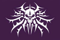 White tribal skull design with sharp angular wings and spikes on dark purple background, isolated graphic element for tattoo art and creative projects.