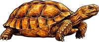 Isolated brown tortoise with detailed shell pattern and textured skin, side view on white background, suitable for educational materials, wildlife design projects, children's books, and clipart applications.