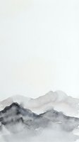 Minimalist watercolor mountain landscape with soft gray and purple tones on textured paper background for modern interior design and wall art.
