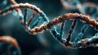 DNA double helix structure with glowing molecular bonds showcasing genetic code and biotechnology research for scientific and medical applications.
