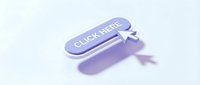 Purple click here button with cursor arrow, soft shadow on light background, web UI element for digital marketing and call to action design.