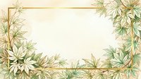 Botanical frame with delicate feathery foliage in muted green and gold tones, isolated on white background, ready for design projects, invitations, and decorative layouts.