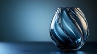 Elegant blue crystal glass vase with twisted spiral design on gradient background for luxury home decor and interior styling projects.