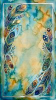 Watercolor feathers frame with bohemian tribal patterns on textured background for greeting cards, invitations and decorative design projects.