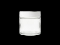 Clear glass jar with white lid, isolated on transparent background. Ready for cosmetic, candle, or food packaging mockups, stickers, print on demand, and t-shirt design use.