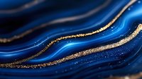 Abstract luxury background with deep blue waves and golden glitter lines flowing in elegant curved pattern against dark backdrop, suitable for premium design projects.
