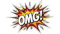 Comic book style OMG exclamation burst with explosive rays and halftone dots on white background for pop art designs and social media graphics.