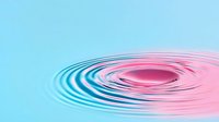 Minimalist water ripple effect in pink and blue gradient colors creating concentric circles on smooth liquid surface. Tranquil abstract background.