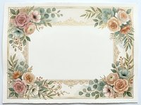 Vintage floral border frame with roses, leaves, and ornamental details on cream background. Suitable for invitations, certificates, and decorative designs.