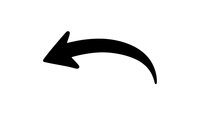 Black curved arrow pointing left on white background isolated for graphic design and presentation use.