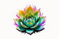 Vibrant colorful lotus flower with gradient turquoise, pink and yellow petals on white background, perfect for spiritual and wellness designs, isolated illustration for easy integration.