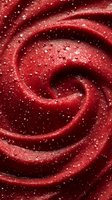 Mesmerizing red spiral pattern with glittering particles creating dynamic swirl effect against dark background. Suitable for abstract art and luxury design projects.