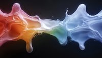 Abstract fluid paint splash with vibrant colors flowing together creating dynamic liquid motion on dark background for creative design projects.