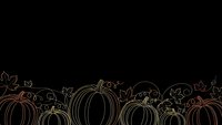 Autumn pumpkin border with fall leaves on black background for seasonal harvest decorations and Halloween designs.