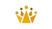 Golden crown logo with geometric triangular shapes forming a royal symbol on white background, suitable for luxury brand identity.