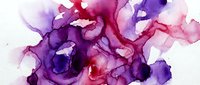 Abstract watercolor splash in vibrant purple and pink tones on white background. Fluid art texture for creative projects and modern design applications.