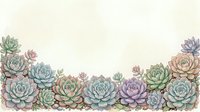 Watercolor succulents border with pastel green, purple, and pink tones on a light background, perfect for cards, invitations, and nature designs.