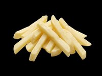 Pile of golden french fries isolated on transparent background, ready for t-shirt design, stickers, clipart, print on demand, and sublimation projects.