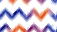 Watercolor chevron pattern in blue, orange, and purple on white background, creating a soft geometric design for fabric or wallpaper.
