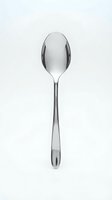 Stainless steel spoon isolated on white background for kitchen utensil design and culinary projects.