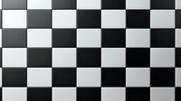 Classic black and white checkered pattern creates geometric squares in alternating colors. Seamless repeating design for backgrounds, textiles and racing themes.