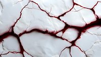 Cracked white surface with deep red fissures creating dramatic texture pattern for abstract backgrounds and artistic design projects.