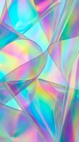 Holographic iridescent abstract background with flowing transparent shapes in pastel rainbow colors for modern design projects.
