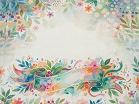 Watercolor floral banner with decorative ribbon and botanical elements on textured background, suitable for invitations, greeting cards, and design projects.