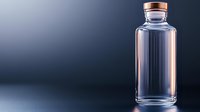 Clear glass bottle with copper cap on gradient background for premium packaging design and branding projects.
