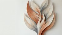 Abstract paper cut leaves in warm earth tones creating elegant botanical composition on neutral background for modern interior design and decoration.