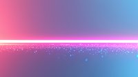 Vibrant pink and blue gradient horizon with glowing neon line and sparkling particles creates futuristic abstract background for modern tech designs and presentations.