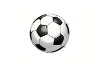 Classic soccer ball with black and white hexagonal pattern drawn in minimalist style on white background, isolated design element for sports graphics.