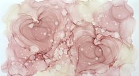 Abstract watercolor hearts in soft pink and beige tones with organic flowing shapes and delicate bubbles for romantic designs and Valentine's Day projects.