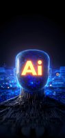 Futuristic digital head with glowing AI text and circuit patterns on dark background, representing artificial intelligence and machine learning technology.