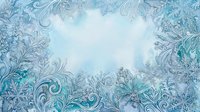 Ornate frost patterns and icy crystalline designs frame a luminous white center, creating an elegant frozen border effect suitable for winter backgrounds and seasonal design projects.