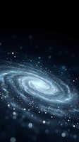 Spiral galaxy with glowing stars and particles on dark space background, suitable for science, astronomy, and cosmic-themed designs.