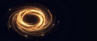 Golden energy spiral vortex with glowing particles on dark background for sci-fi and fantasy projects.