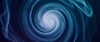 Glowing blue spiral vortex with swirling smoke and light on dark background, evoking cosmic energy, mystery, and motion for creative projects.