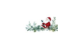 Cheerful Santa Claus character with winter greenery and botanical elements on white background, festive holiday design element for seasonal decorations.