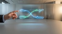 Businessman hand touching glowing neon infinity symbol with electric vehicle icons, representing sustainable transportation cycle and circular economy concept for automotive industry.