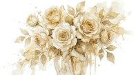 Watercolor roses bouquet in soft beige tones with delicate leaves, romantic floral arrangement for wedding invitations, greeting cards and home decor projects.