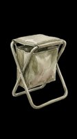 Watercolor folding camping stool with storage bag, isolated on transparent background. Great for outdoor clipart, t-shirt design, stickers, print on demand, and sublimation projects.