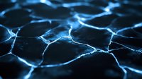 Glowing blue neural network connections on dark background showing synaptic activity and brain cell communication patterns in scientific visualization.