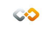 Modern minimalist infinity loop symbol in orange and gray gradient colors with connecting diamond shape, isolated on white background for business branding.