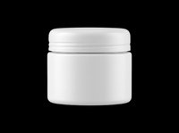 Blank white cosmetic jar with screw cap isolated on transparent background, ready for product mockups, branding, packaging design, sublimation, and print-on-demand applications.