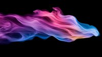 Vibrant flowing smoke in pink, purple and blue colors on black background creates ethereal abstract art effect, suitable for creative design projects and backgrounds.