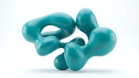 Turquoise abstract sculpture with flowing organic curves and smooth glossy finish isolated on white background for modern art and design projects.